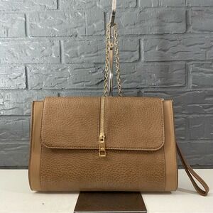 Carpisa Tan  Faux Leather‎ Crossbody Shoulder Bag Chain Strap Zipper Flap